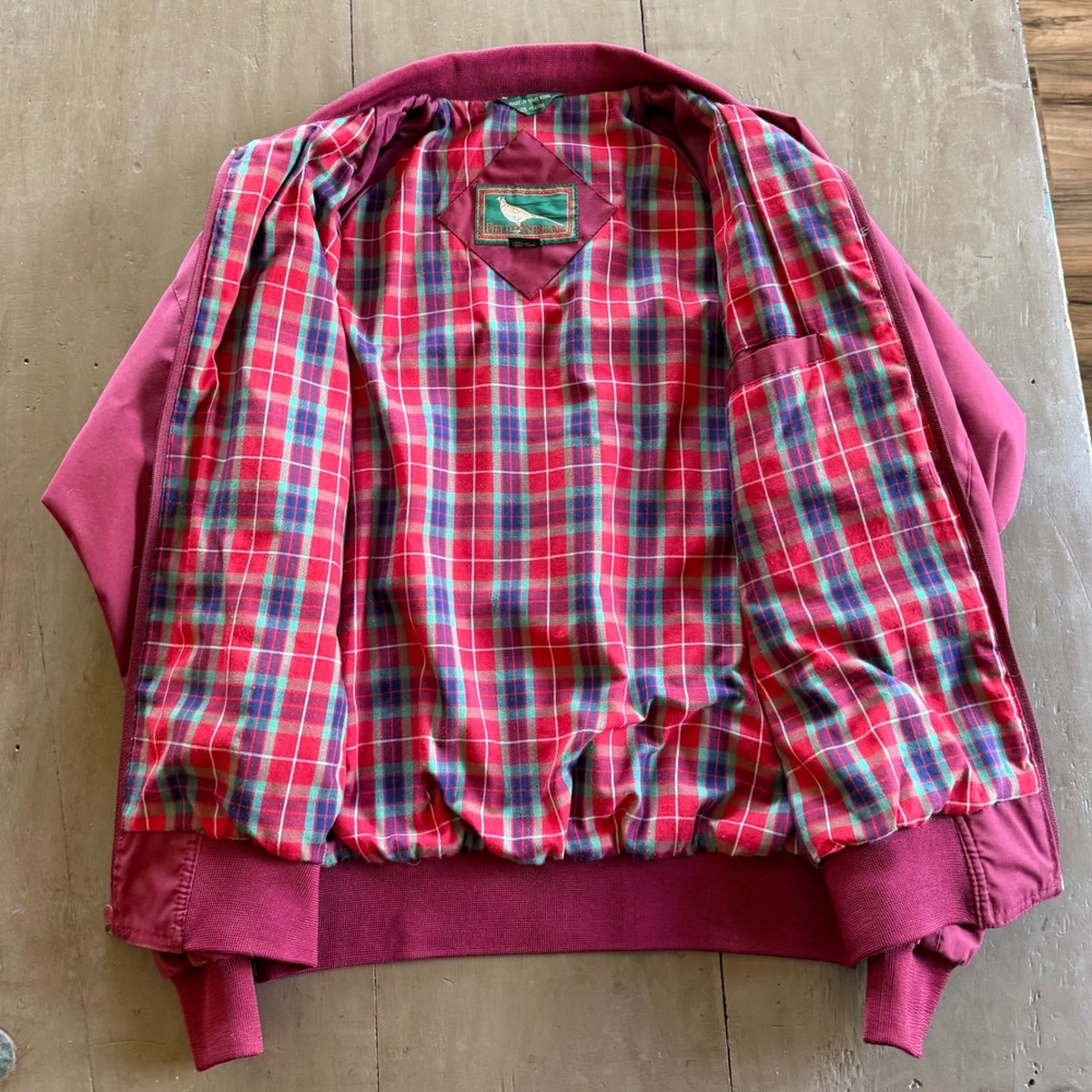 Vintage Field & Stream Burgundy Harrington Jacket Plaid Lined Bomber Mens Medium - Picture 6 of 8